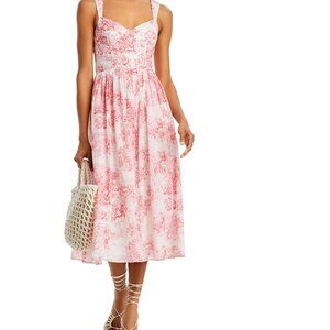 AQUA Bustier Midi Dress pink white animal floral tank